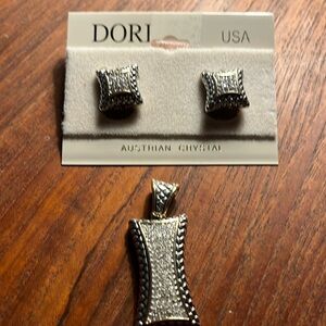 DORI Austrian Crystal stud earrings and pendant